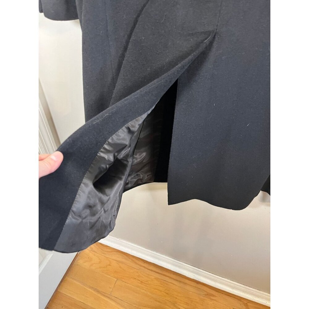 Cashmere Woven Ralph Lauren Top Coat Black Designer Neutral Classic Italy Long - Picture 6 of 15